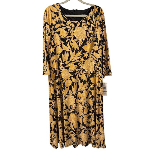 Black Label By Evan-Picone Black/Marigold Floral Dress Size 14 Dress. NWT - Picture 12 of 12